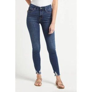 Good American Good Legs Chewed Hem High Waisted Skinny Jeans Blue429